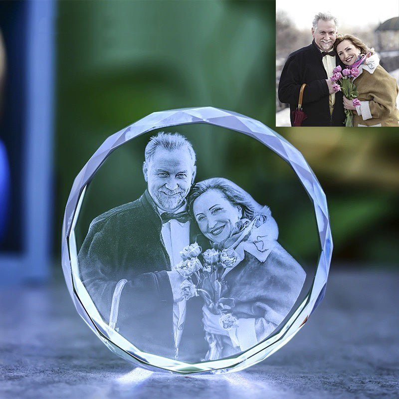3D Photo Engrave Customized Crystal Round Desktop Ornament Crystal Crafts Prismuse Large  