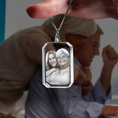 3D Photo Engraving Customized Crystal Pendant Necklace Cuboid Corner Cut Unique Crystal Crafts Prismuse   