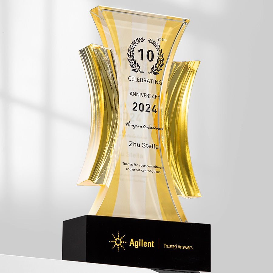 3D Engraving Customized Crystal Trophy Award Hourglass Natural Lustrous Glass Yellow Blue Trophy/Award Prismuse   