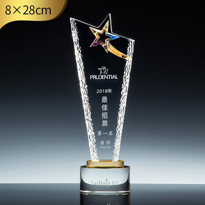 3D Engraving Customized Crystal Trophy Award Lustrous Glass Eagle Crown Meteor Shooting Star Trophy/Award Prismuse Meteor  