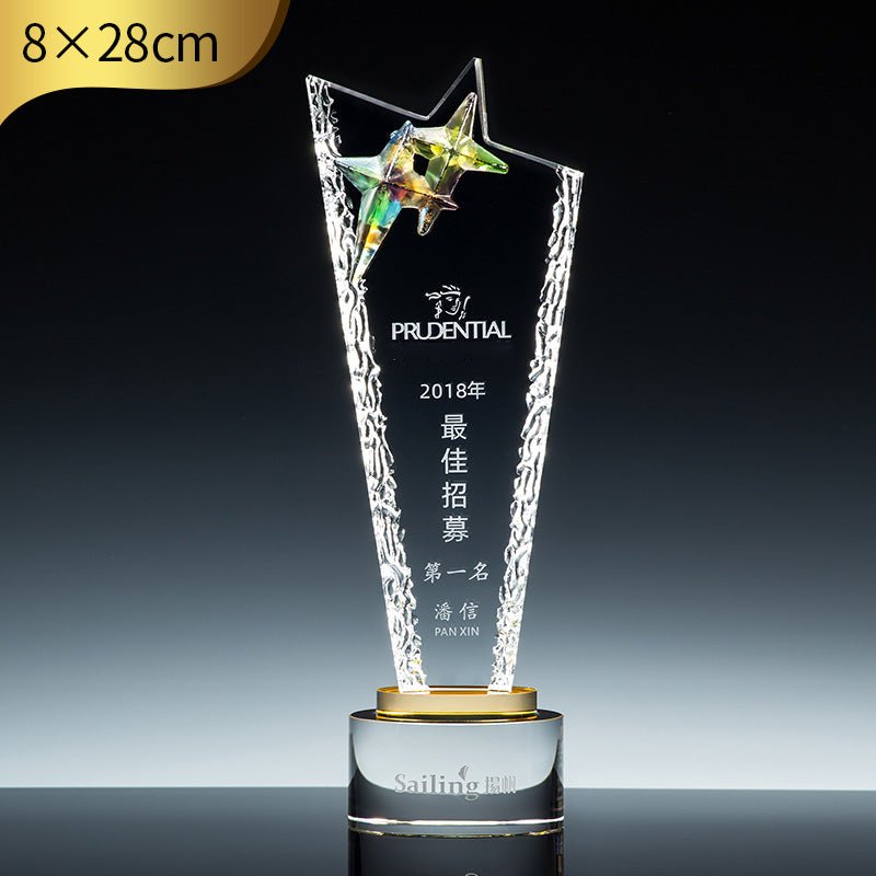 3D Engraving Customized Crystal Trophy Award Lustrous Glass Eagle Crown Meteor Shooting Star Trophy/Award Prismuse Star  